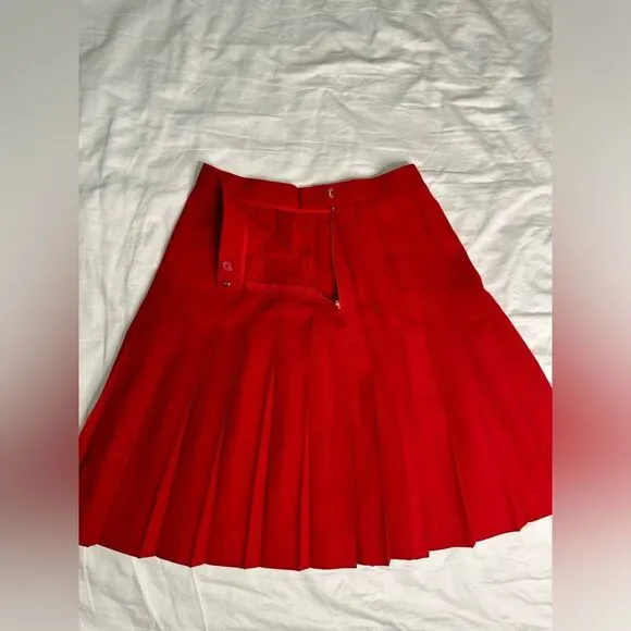 Vintage Talbots 80's Long Wool Pleated Skirt All Seasons - True Red | Size 10 - Picture 10 of 11
